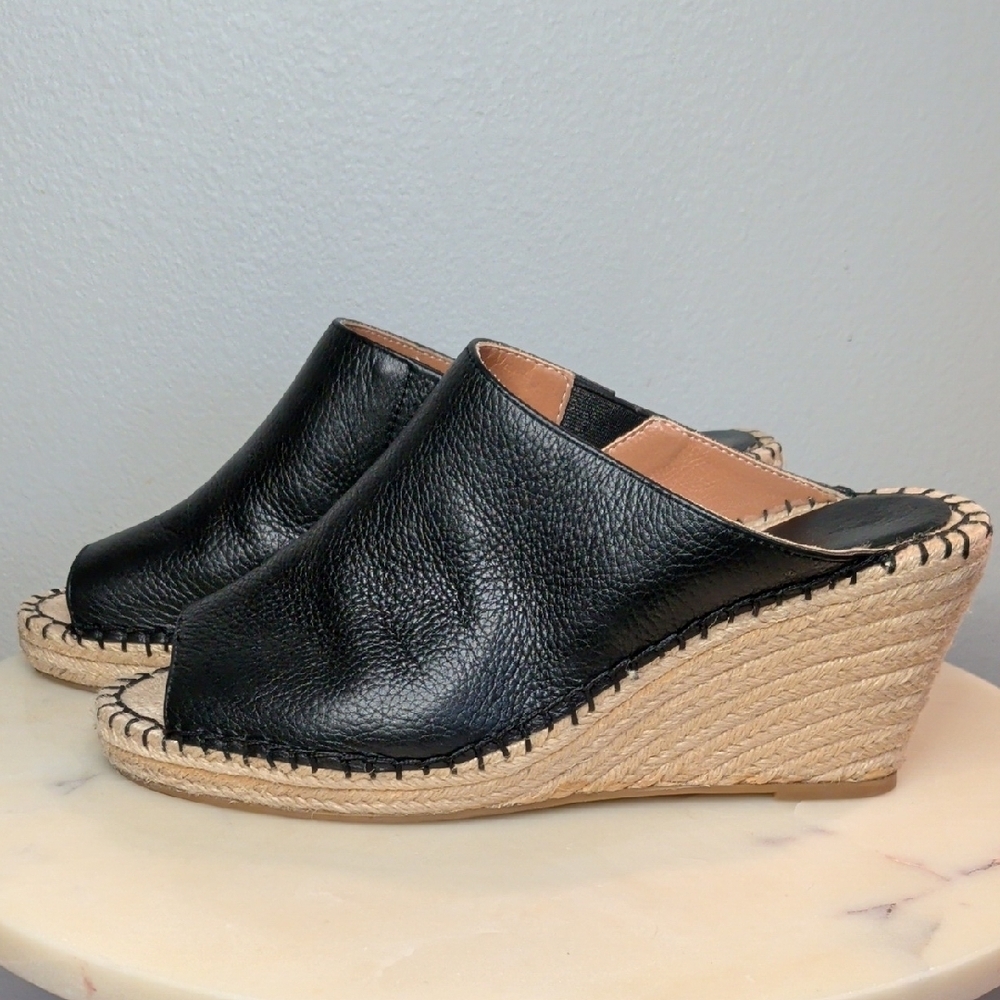 Leather Mules - Espadrille Wedge Slide - BCBGeneration "Macey"